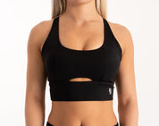 Cross over black sports bra