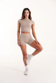 Sleek Crop Tee- Mocha