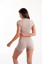 Sleek Crop Tee- Mocha