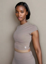 Sleek Sculp Crop Tee- Mocha