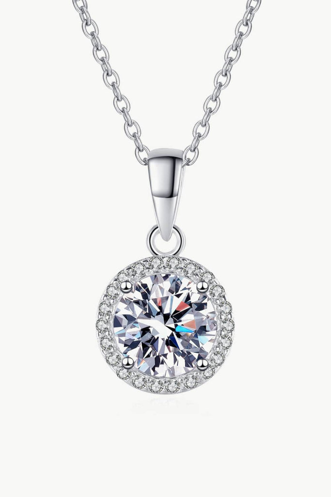 Chance to Charm 1 Carat Moissanite Round Pendant Chain Necklace