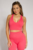 Coral ribbed halter sportsbra