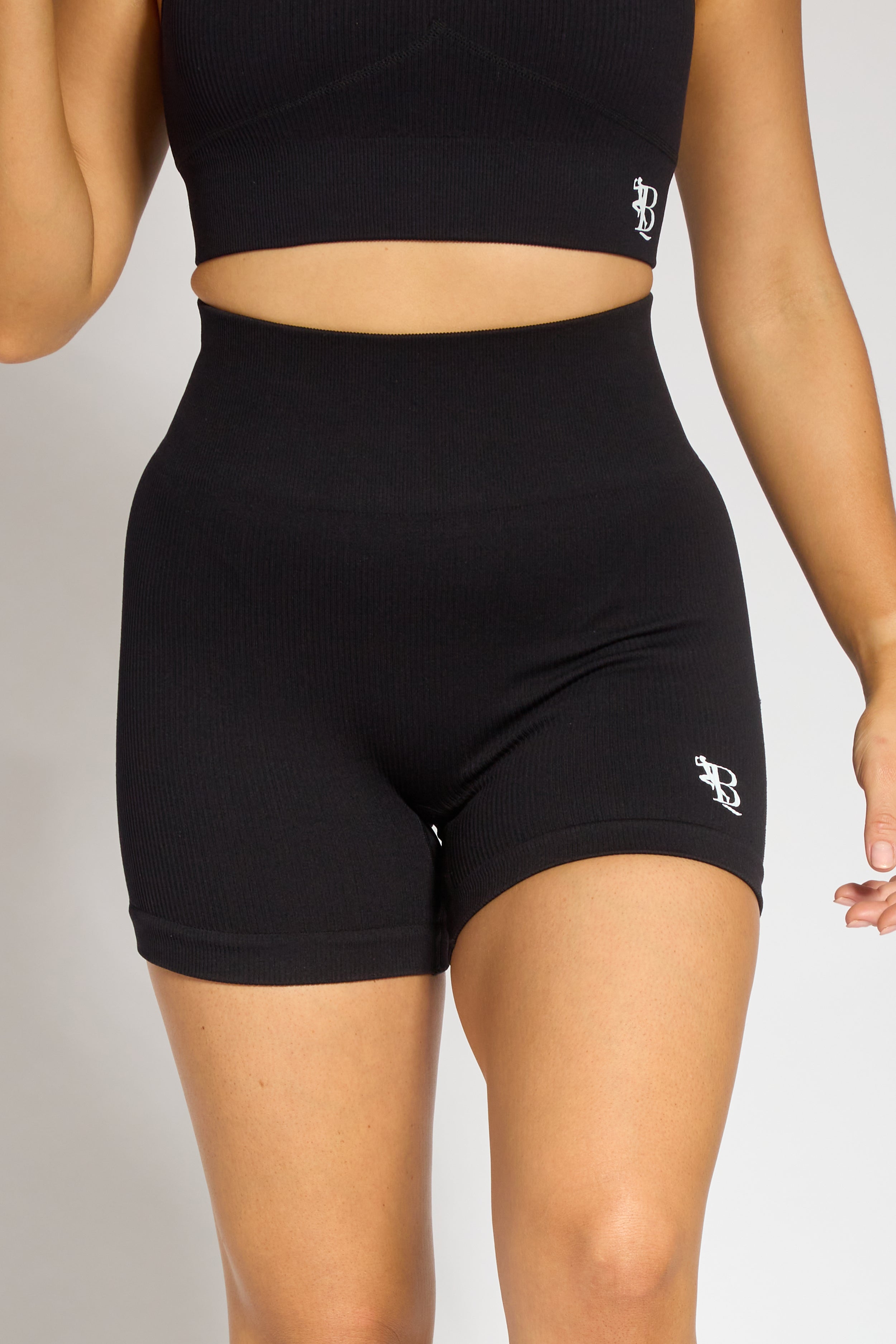 galaxy ribbed shorts black