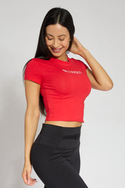 blushque logo tee scarlett red