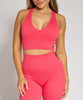 Coral ribbed halter sportsbra