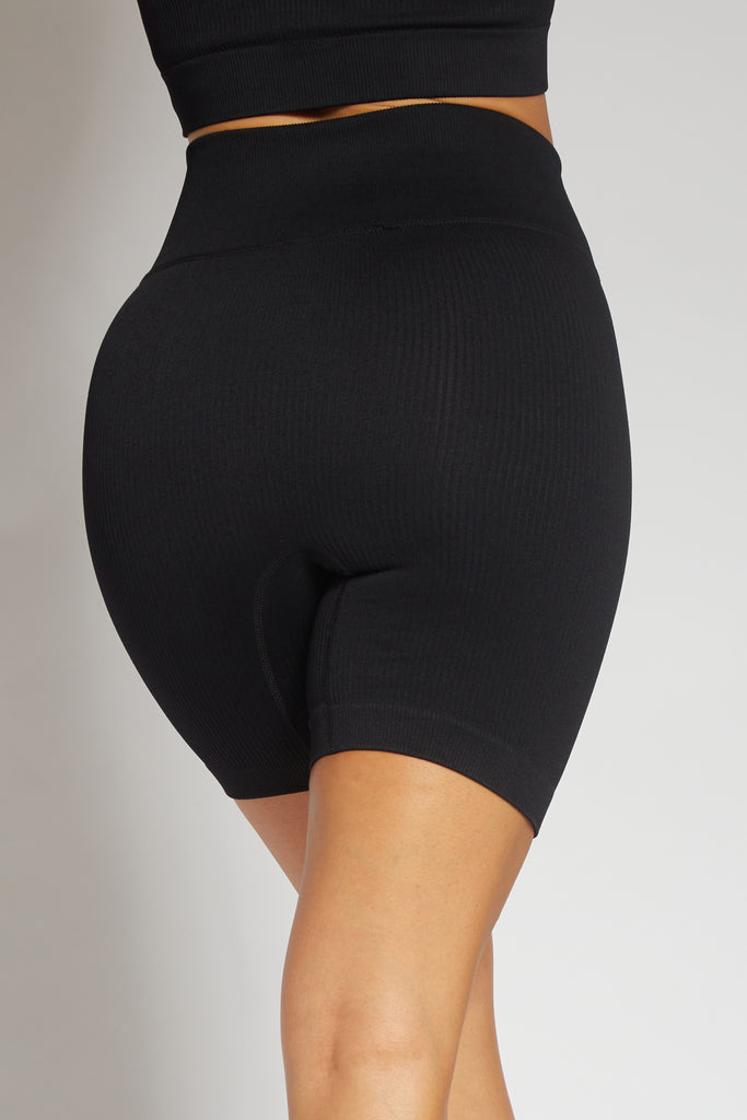 Galaxy ribbed tie up shorts black