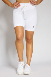 galaxy ribbed tie up shorts white