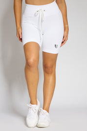 galaxy ribbed tie up shorts white