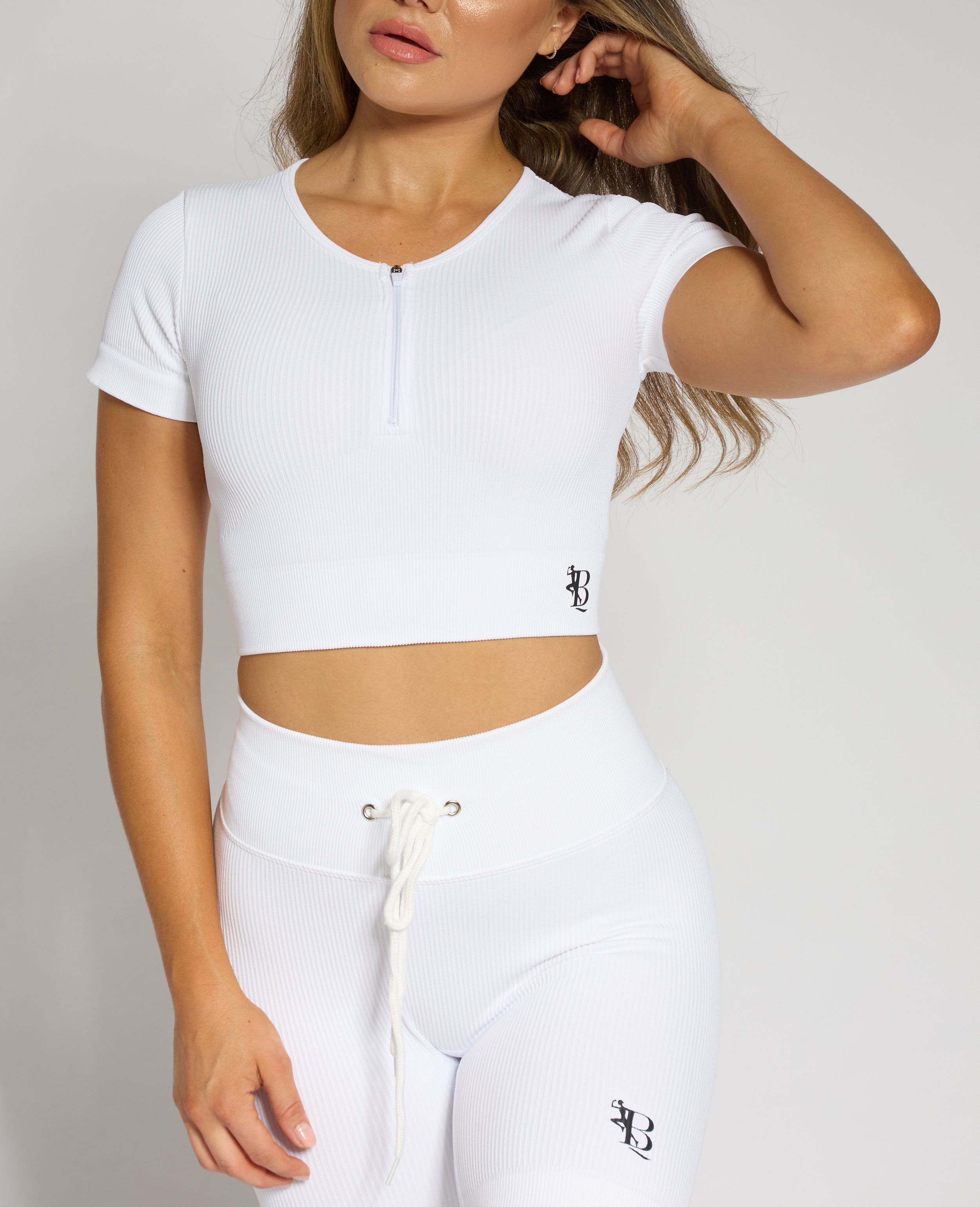 Galaxy ribbed zip crop