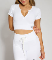 Galaxy ribbed zip crop