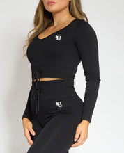 Galaxy ribbed crop black