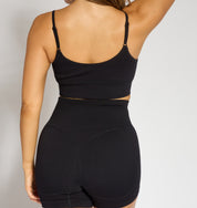 LIQUORICE RIBBED SPORTSBRA