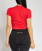 blushque logo tee scarlett red