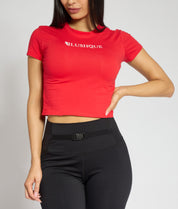 blushque logo tee scarlett red