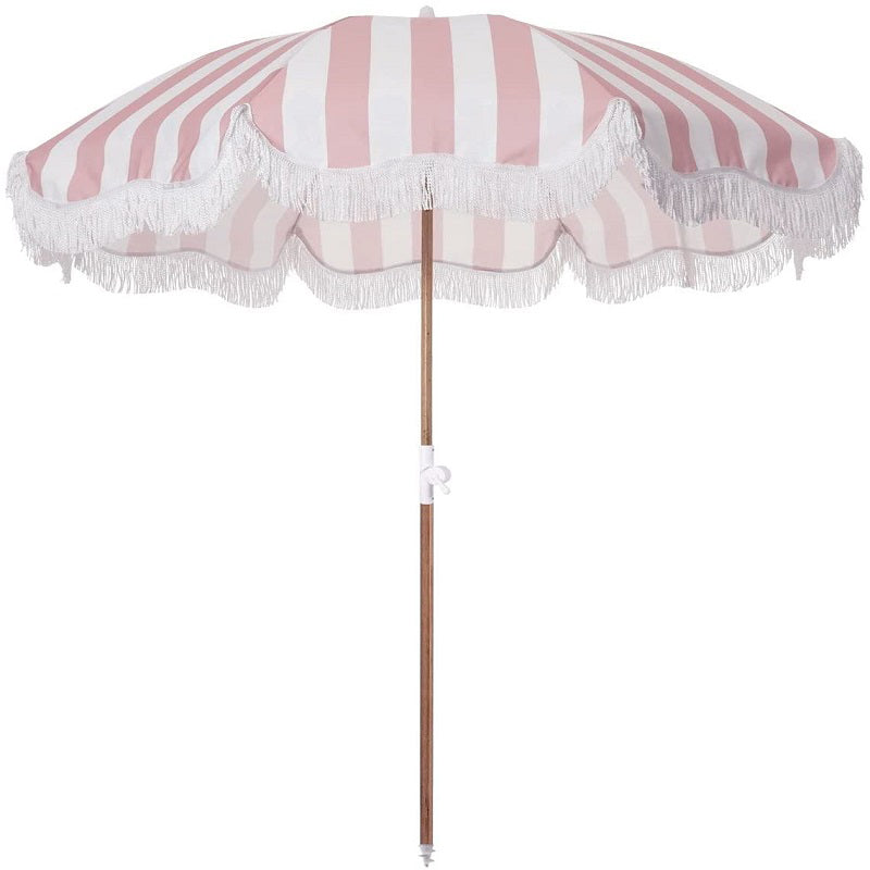 Pink Candy Stripe Luxury Beach Umbrella